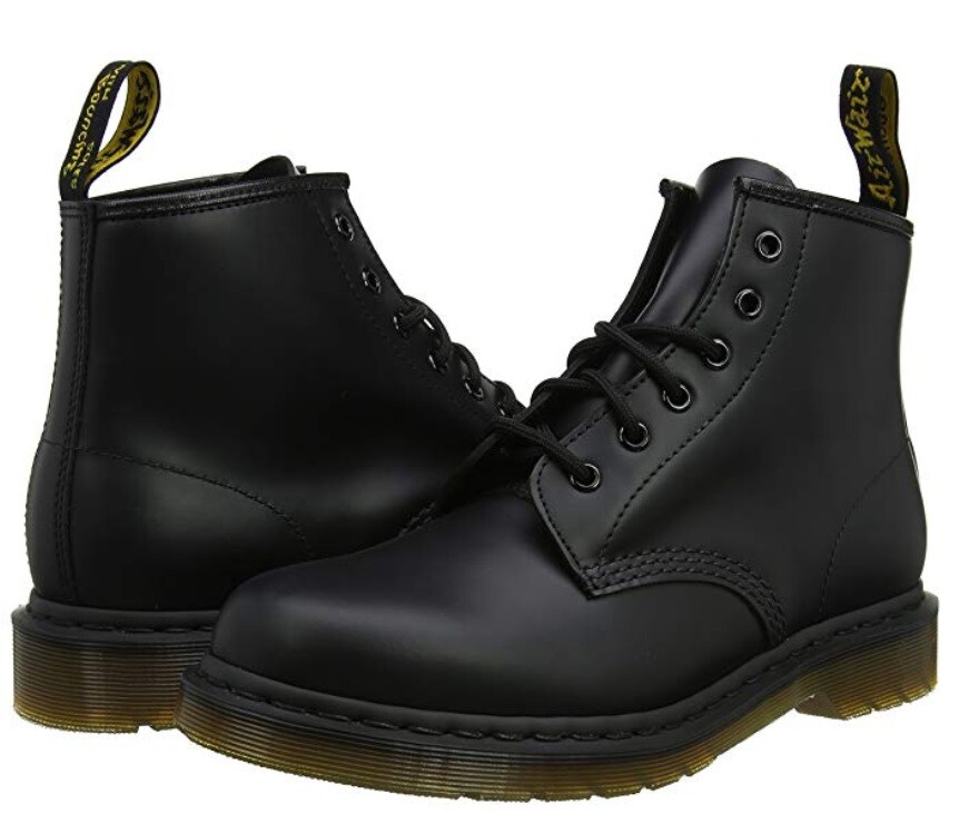 dr martens 101 6 eye leather boots in black